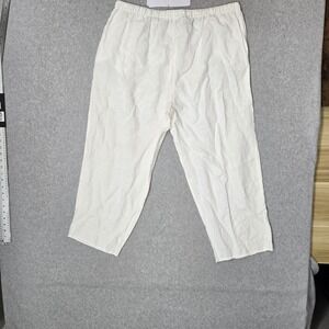 Malcolm & Co Women Pants XL White Lounge Irish Linen Coastal Beach 24"